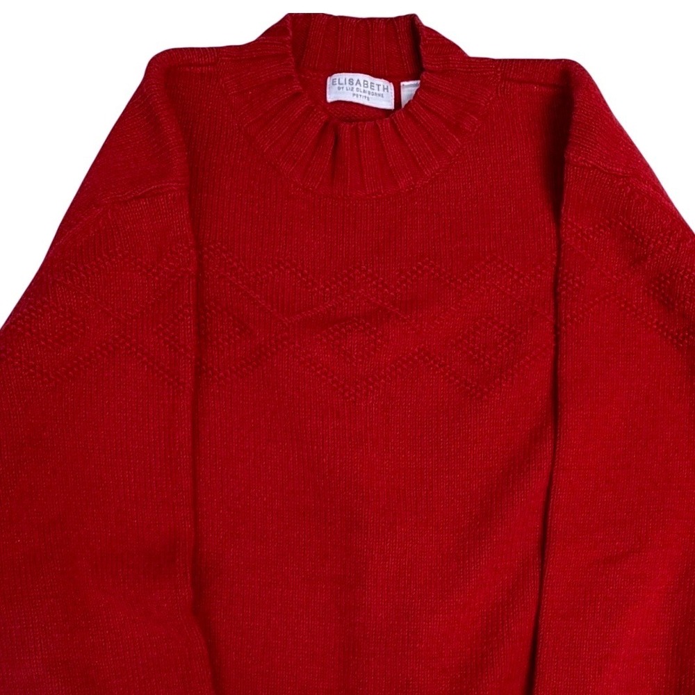 Vintage Liz Claiborne Red Cotton Cozy‎ Knit Sweater Medium Capsule Preppy